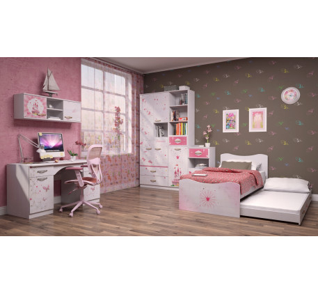 Детская мебель Принцесса. Набор №3 с кроватью 190х90 см с бортиками для девочки от 3 лет 